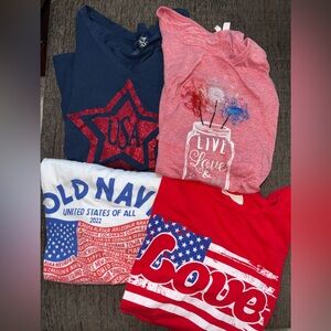 Bundle of Women's Short Sleeve Tees - Red, Blue, White